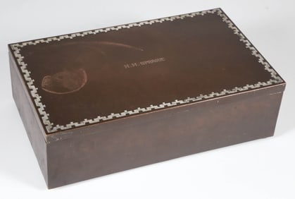 Art Deco Bronze and Silver Overlay Lift Top Box