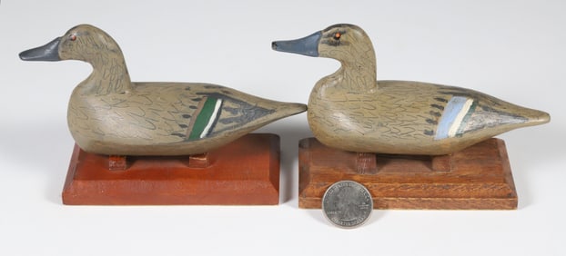 Pair of Dr. John Carriere Carved Miniature Duck Decoys
