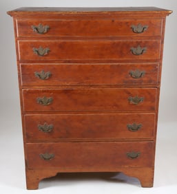 New England Pine Three Drawer Blanket Chest, 19th Century