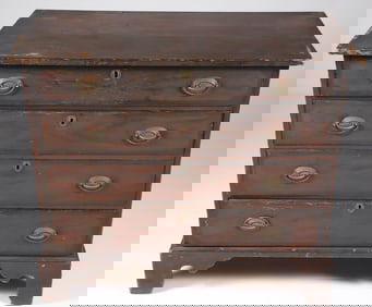 American Painted and Grained Graduating Four Drawer Chest, 18th Century