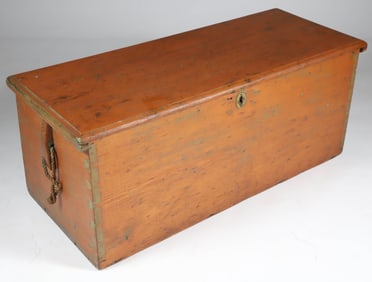 American Red Stained Pine Sea Chest, 19th Century