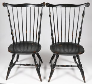 Pair of Warren Chair Works Fan Back Windsor Style Side Chairs, Contemporary