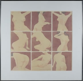 Jane Chermayeff Watercolor on Paper "Studies of a Nude"