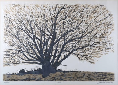 Joe Ardourel Woodcut "Willow", circa 1969