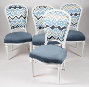 Set of Four French Upholstered Side Chairs