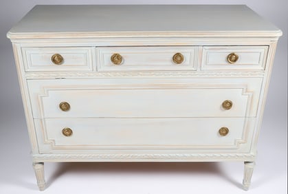 Vintage Gustavian Style White Washed Chest of Drawers