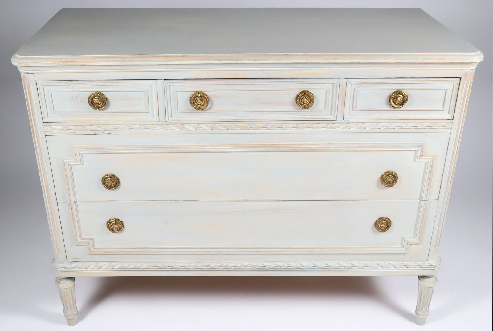 Vintage Gustavian Style White Washed Chest of Drawers (1 of 4)