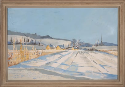 Elizabeth Saltonstall Oil on Board "Bucks County Barns"