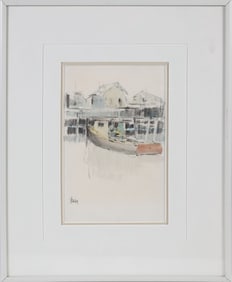 Roy Bailey Watercolor and Pencil "At the Wharf"