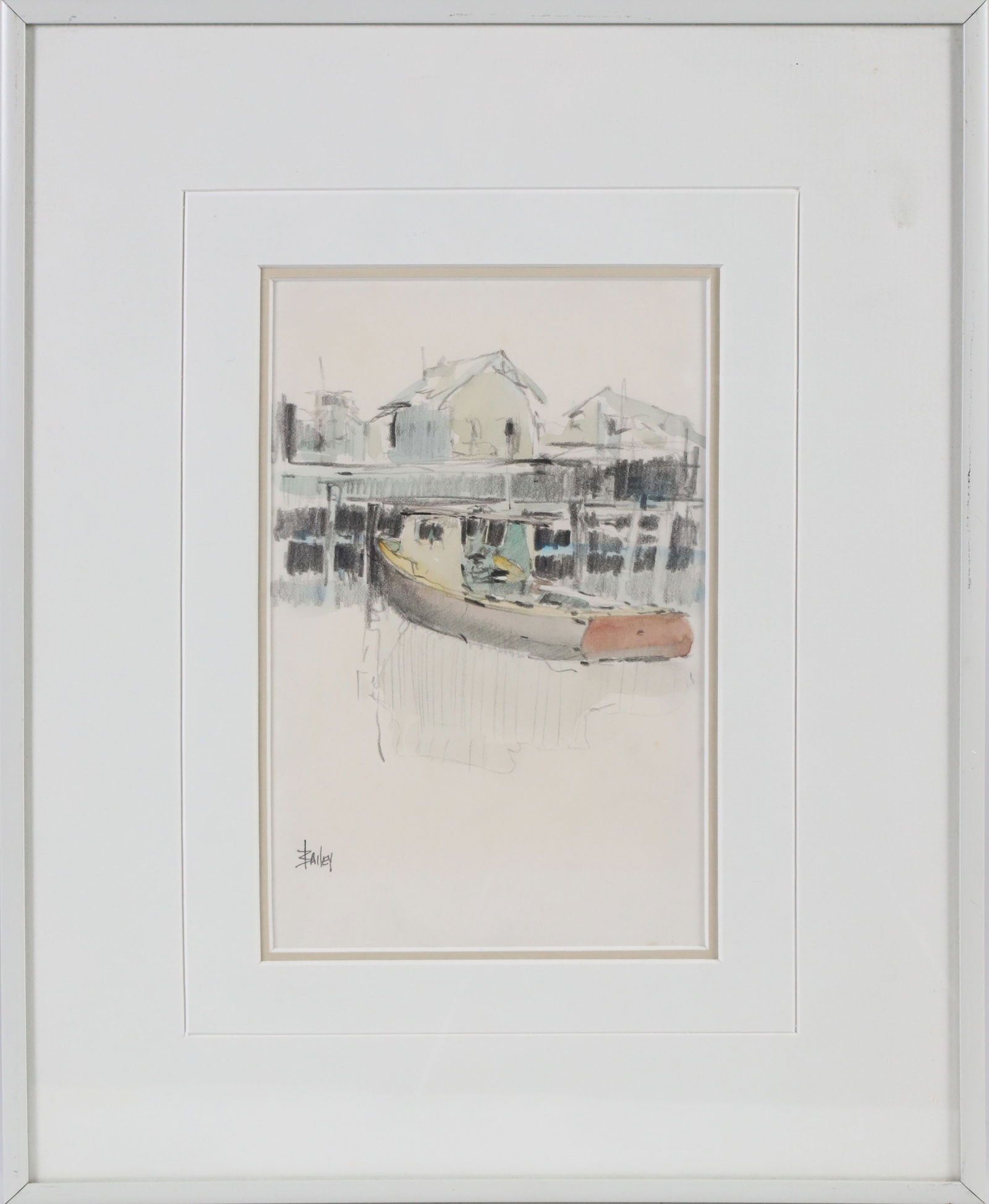 Roy Bailey Watercolor and Pencil "At the Wharf" (1 of 5)