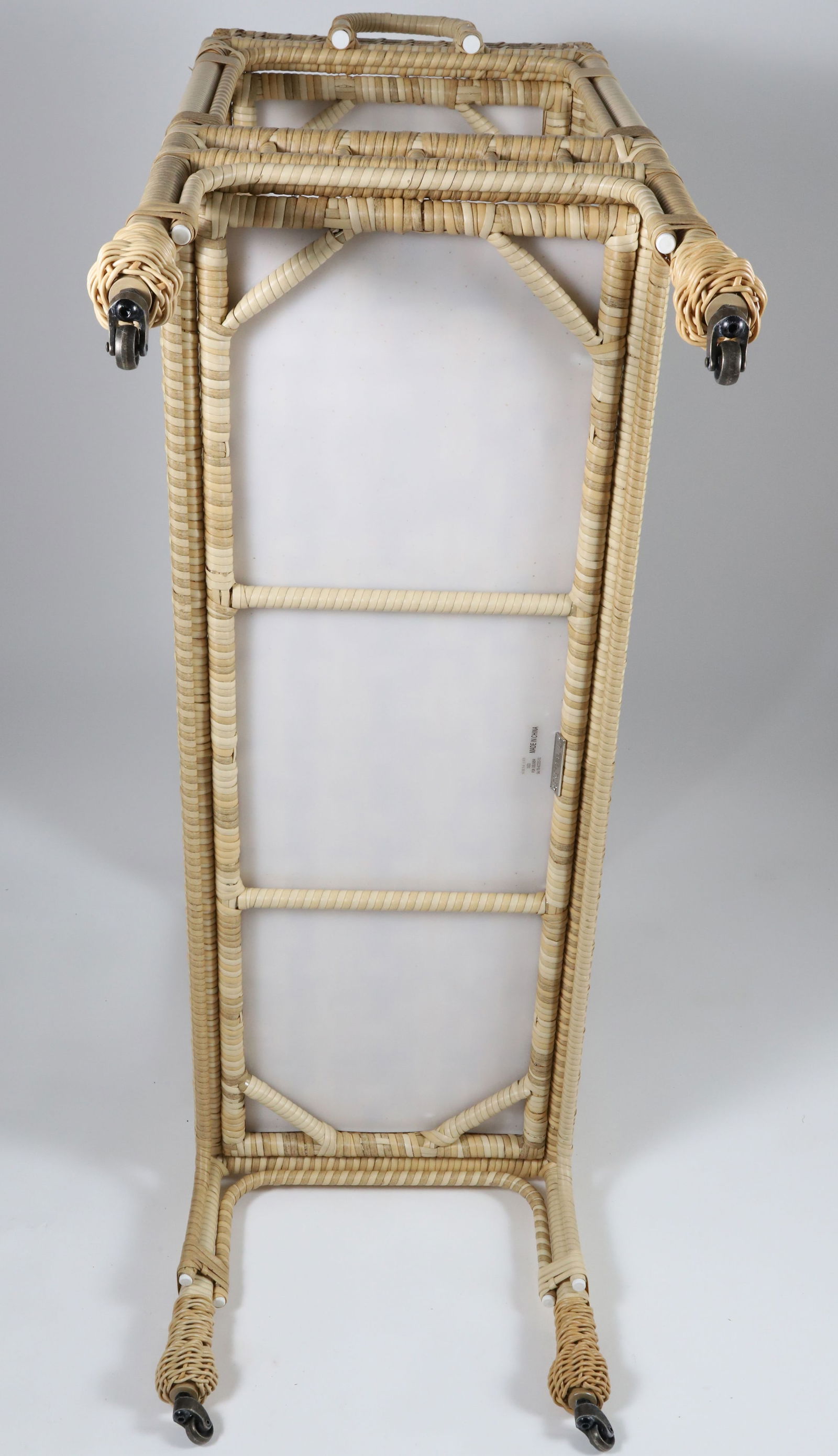 Serena & Lily Rattan and Wicker Woven Two Tier Serving Tray Cart on Wheels (1 of 1)