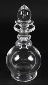 Vintage Signed Steuben Crystal Decanter with Blown Bubble in Stopper