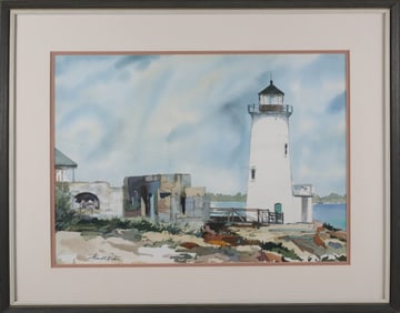 Howard Watson Watercolor on Paper "View of A Lighthouse"