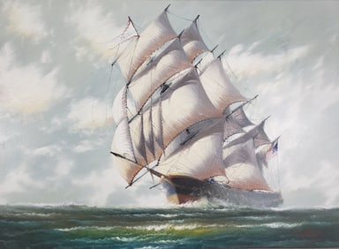 Clipper Ship “Windward Sails” Oil on Canvas Seascape Painting
