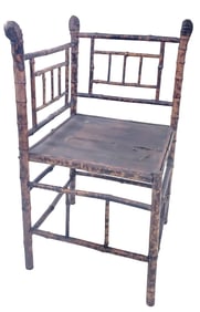 Antique English “Tortoiseshell" Bamboo Corner Chair, 19th century