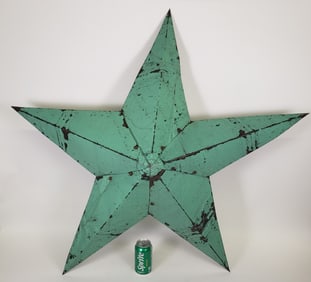 Vintage Green Painted, “Patinized” Sheet Metal Architectural Star