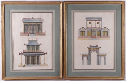 Pair of Paul Fourdrinier Architectural Engravings, 18th Century