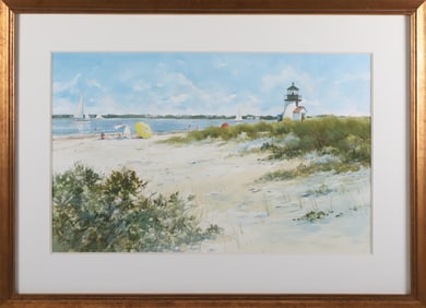 Ray Ellis Watercolor on Paper "View of Brant Point in the Summer"