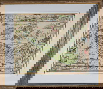 Tony Sarg Limited Edition Folk Art Map of Nantucket: Tony Sarg Limited Edition Folk Art Map of Nantucket, #620/1000 written in pencil lower left, matted and framed 15 in. x 18 in. Overall 22 in. x 24.5 in.