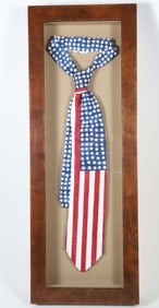 Mellie Cooper Acrylic on Handmade Paper "Patriotic American Flag Necktie"