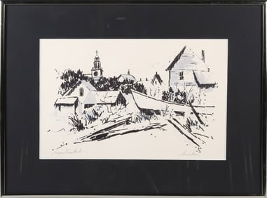 Philip Hicken Pen and Marker on Paper "Town Clock, Nantucket"