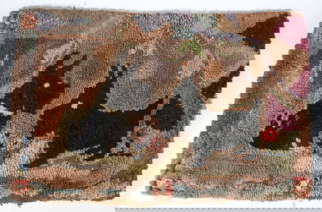 Antique American "Scotty Dogs" Hooked Rug: Antique American "Scotty Dogs" Hooked Rug 31 in. x 20 in.