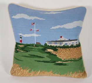 Nantucket's Sankaty Golf Club Needlepoint Pillow