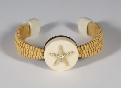 Michael Kane Nantucket Basket Cuff Bracelet with Gold Starfish Inlaid with Diamonds