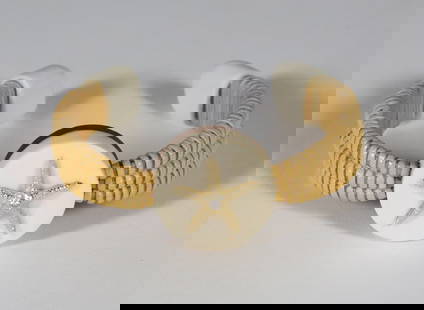 Michael Kane Nantucket Basket Cuff Bracelet with Gold Starfish Inlaid with Diamonds: Michael Kane Nantucket Basket Cuff Bracelet with Gold Starfish Inlaid with Diamonds, signed and dated on the reverse Michael Kane 2020 2.5 in. x 2.5 in. Provenance: Collection of Susan Akers, 7
