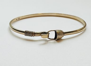 Vintage 14k Yellow Gold Nantucket Basket Bangle Bracelet