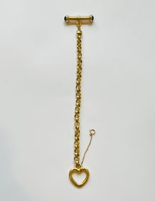 14K Yellow Gold Heart and Bar Link Bracelet