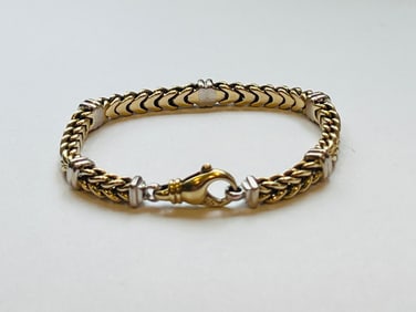 14k Yellow and White Gold Link Bracelet, D.A.G. Italy