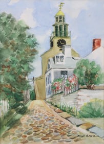 Anne H. Mellin Watercolor on Paper "Stone Alley"