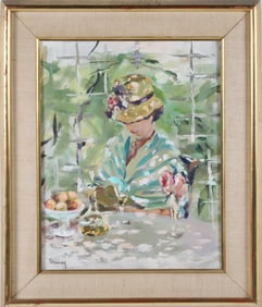 Andrew Shunney Oil on Canvas "Portrait of a Young Lady," circa 1960