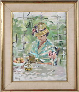 Andrew Shunney Oil on Canvas "Portrait of a Young Lady," circa 1960: Andrew Shunney (American 1916-1978) Oil on Canvas "Portrait of a Young Lady", circa 1960,signed lower left Shunney, in gilt frame with linen mat and gilt liner 18 in. x 14 in. Overall 23.5 in. x 19.5