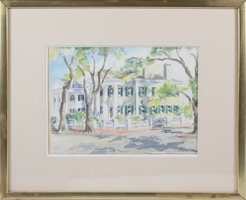 Doris Riker Beer Watercolor on Paper "Hadwen House, Nantucket"