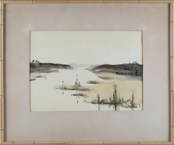 Doris & Richard Beer Watercolor on Paper "Miacomet Pond"