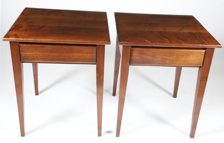 Scarce Pair of Stephen Swift Modern Black Walnut One Drawer Night Stands