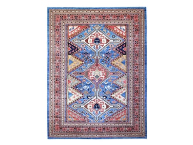 Blue Ghazni Vegetable Dye Hand Knotted Wool Shiraz Design Oriental Carpet