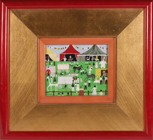 Polly Bushong Oil on Panel "A Day at the Circus"