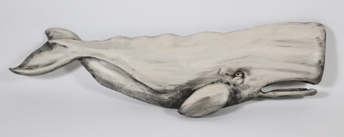 Sunny Wood Carved and Painted Wood Half-Body Sperm Whale