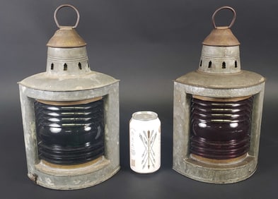 Pair of Antique Wilcox Crittenden Co. Port and Starboard Ship Lights, 19th Century
