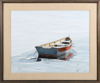 Roy Bailey Oil on Board "Dory on the Frozen Harbor"