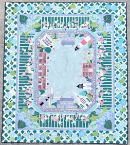 Large Vintage Claire Murray Nantucket Landmarks Hooked Rug
