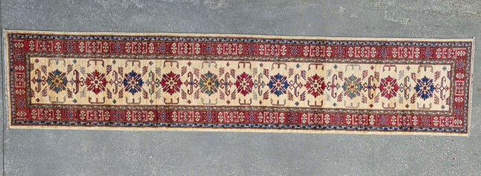 Contemporary Hand Woven Kazak Style Runner Oriental Carpet