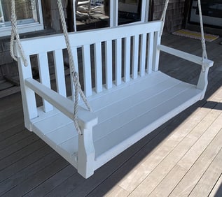 Weatherend Hanging Swing Settee Bench in White Yacht Painted Finish