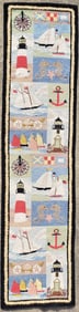 Vintage Claire Murray Nantucket Nautical Hooked Rug Runner