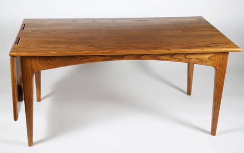 Scarce Stephen Swift Oak Single Drop Leaf Dining Table, circa 1979: Scarce Stephen Swift Oak Single Drop Leaf Dining Table, signed S Swift 1/79 underneath table top Height 28 in. Width 32 in. Length open 78 in. closed 60 in.