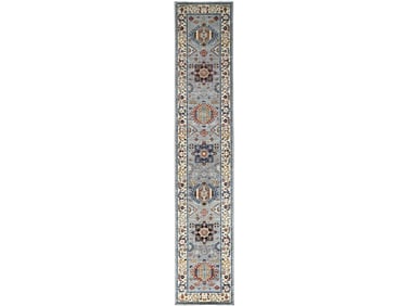 Garden Gray and Creme Hand Knotted Pure Wool Kazak Style Oriental Carpet Runner