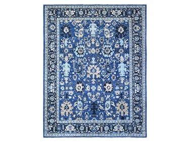 Cerulean With Prussian Blue Heriz Style Oriental Carpet